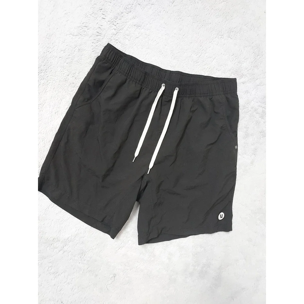 Vuori Kore Shorts Men Large Lined Athletic Performance Black Gym Drawstring Logo